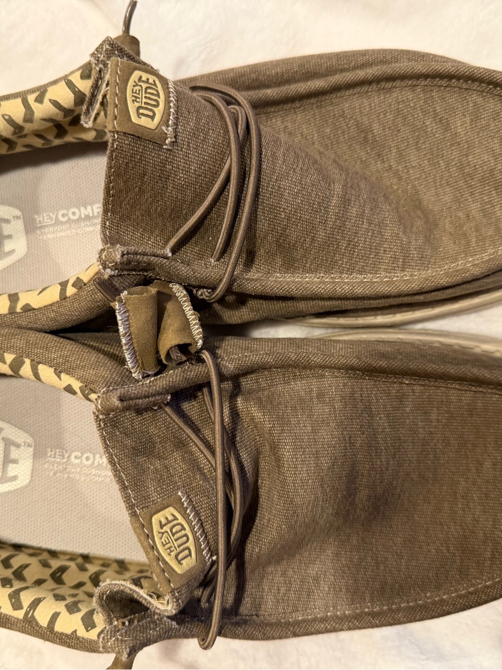 Hey Dude Tan and Black Patterned Canvas Slip-Ons